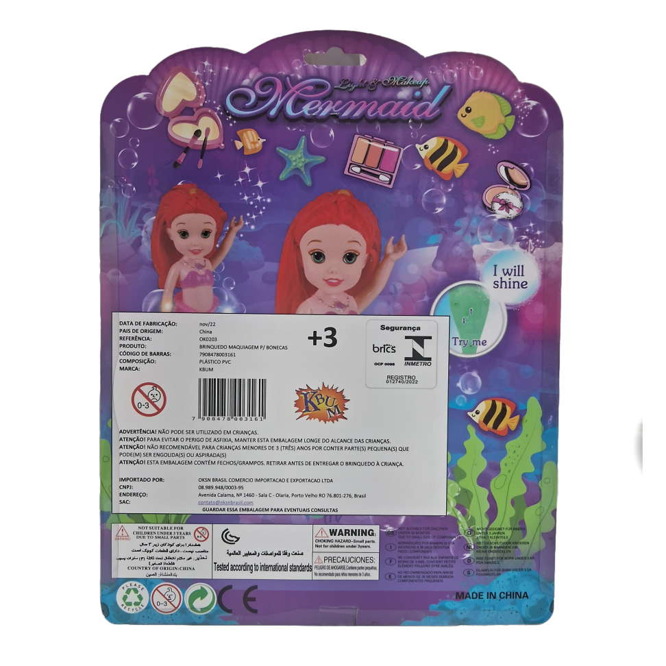 Brinquedo e Boneca de Maquiagem Princesa Sereia com Luz LED - #3