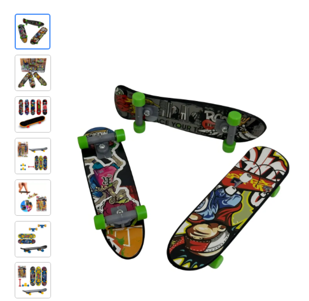 Brinquedo Skate De Dedo Miniatura Kit Com 3