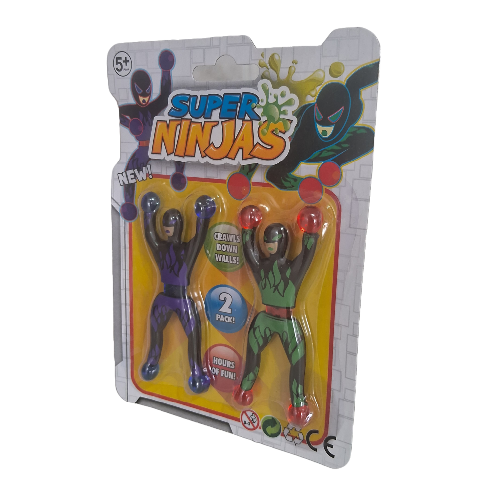 2 Bonecos Super Ninja Cartela Gruda Na Parede Ou Vidro