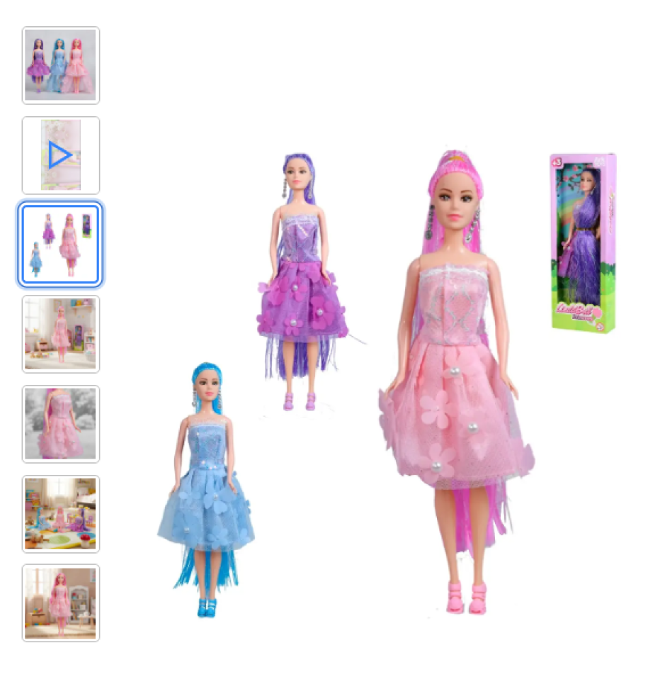 Boneca Linda Bell Primavera Com Vestido Cabelo Longo