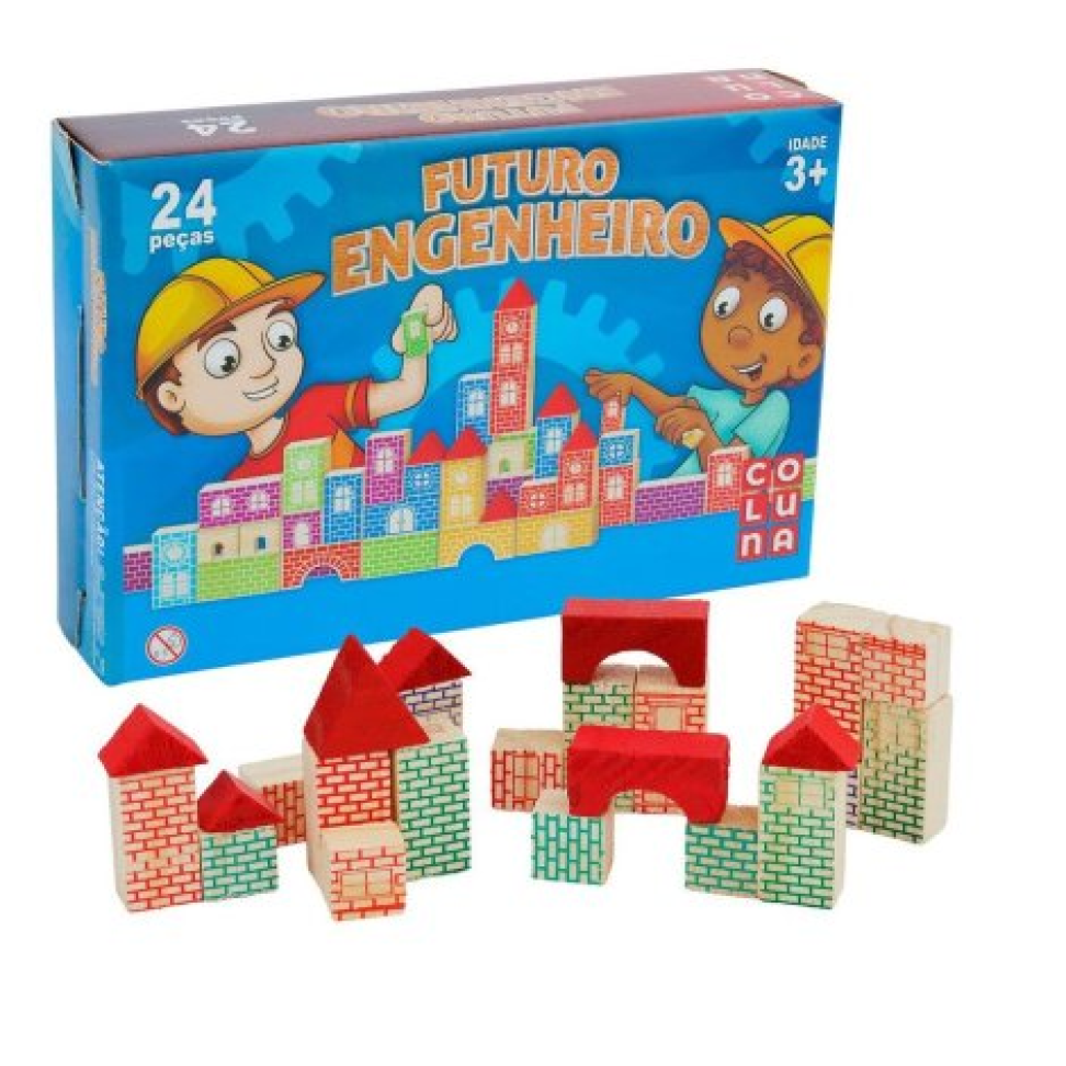 Blocos de Montar 24 Peças Engenheiro Madeira