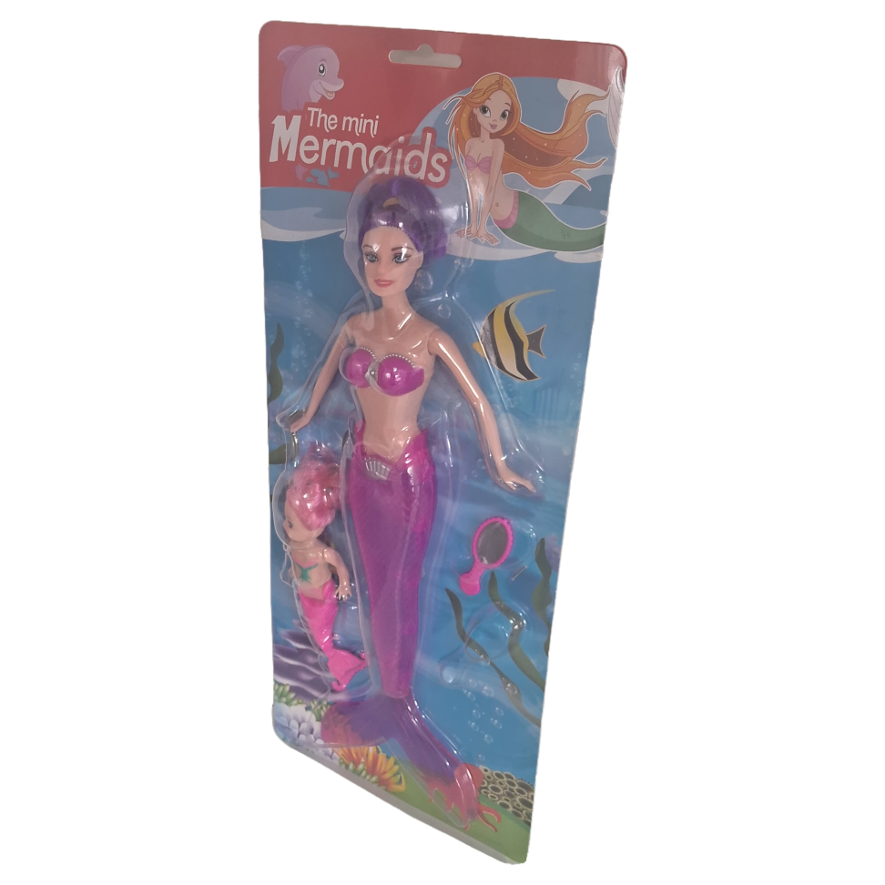 Boneca sereia mãe e filha articulada com luz - boneca Barbie sereia + mini sereia e acessórios