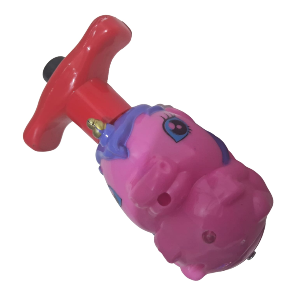 Pião Unicórnio Rosa Giratório Luminoso Brinquedo Luzes Led