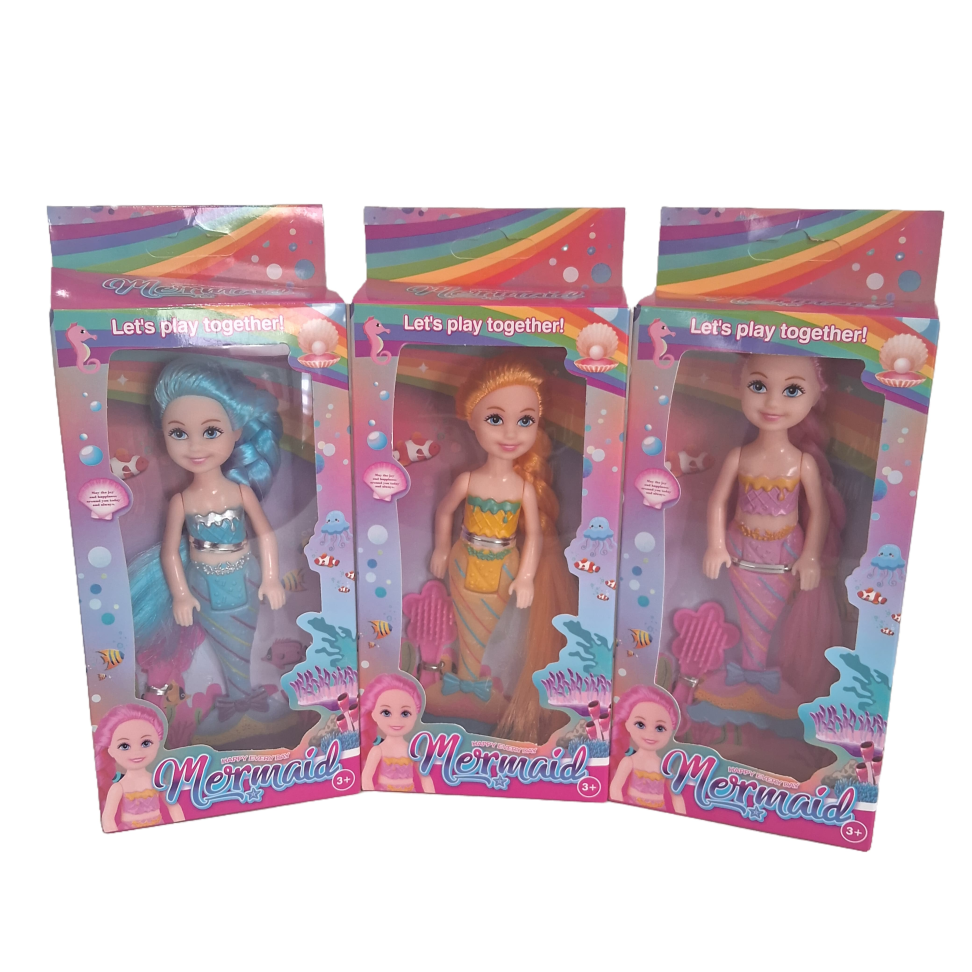 Boneca Pequena Sereia Cores Variados Brinquedo De Banho