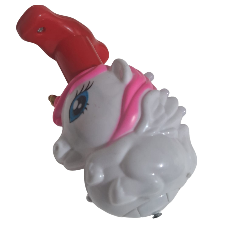 Pião Unicórnio Rosa Giratório Luminoso Brinquedo Luzes Led