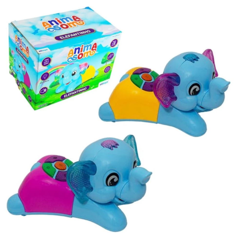 ELEFANTE BATE E VOLTA COM SOM E LUZ A PILHA ETITOYS