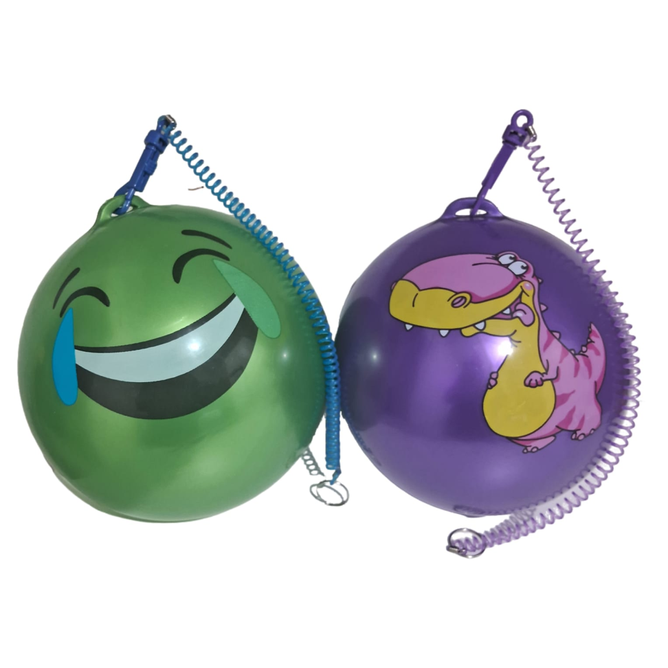 Bolas De Vinil Infantil c/Cordão Mola Inflável Bola Ping Pong Cores Sortidas Lembrancinha Festas Brindes