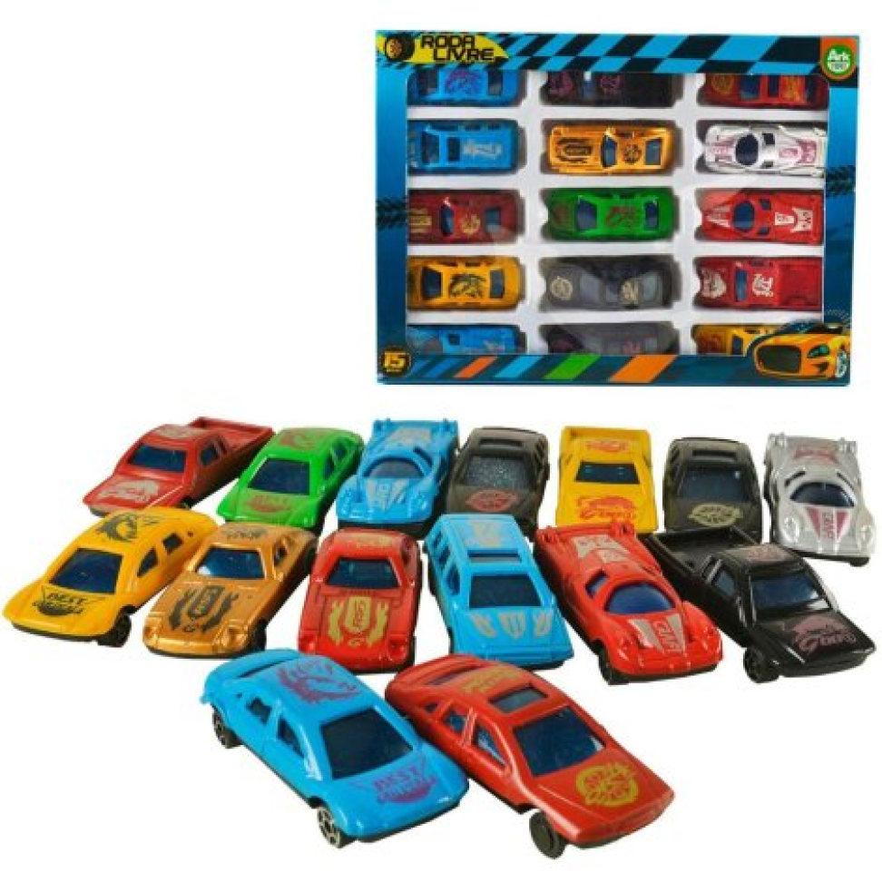 Carrinho Roda Livre 15 Peças Corrida Color