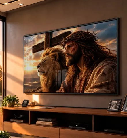 Quadro Leão e Cristo