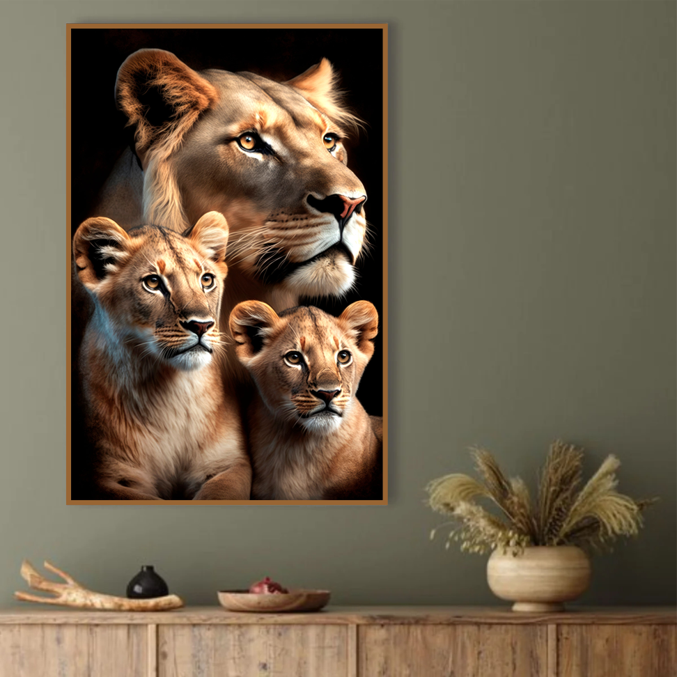 Quadro Leoa com 2 Filhotes - #2