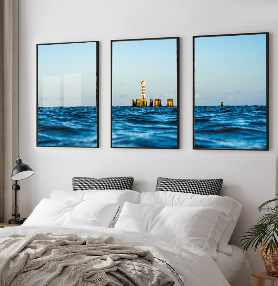 Trio de quadros Farol praia ponta verde Maceió - #2