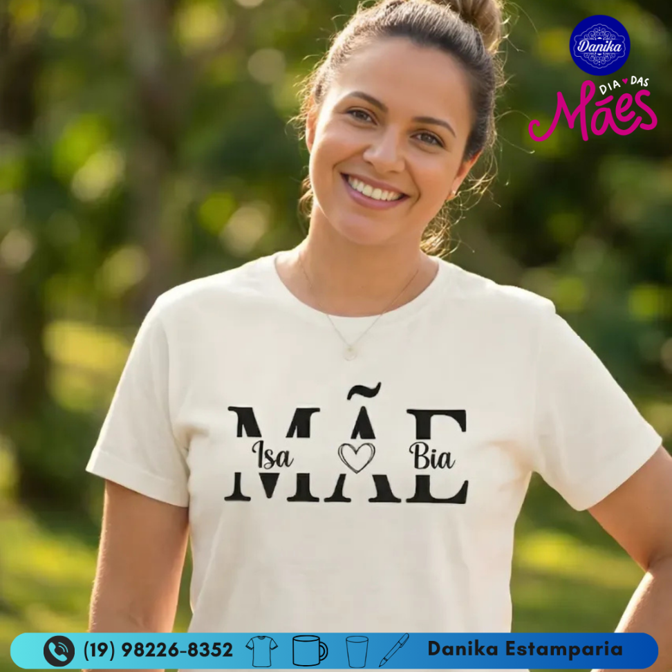 CAMISETA ALGODÃO FIO 30.1 - MÃE E NOME DOS FILHOS - #2