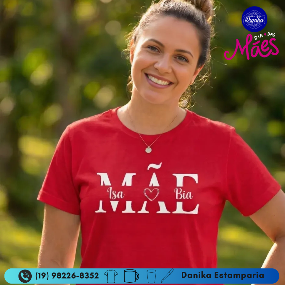 CAMISETA ALGODÃO FIO 30.1 - MÃE E NOME DOS FILHOS - #3
