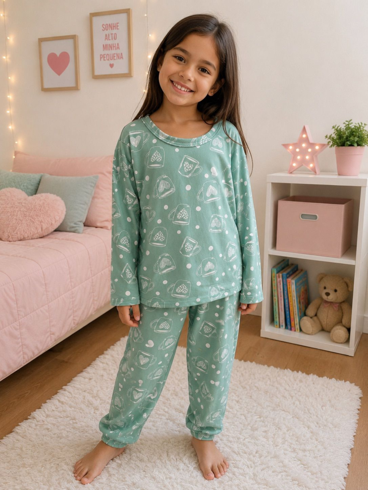 Pijama Infantil Feminino Suede
