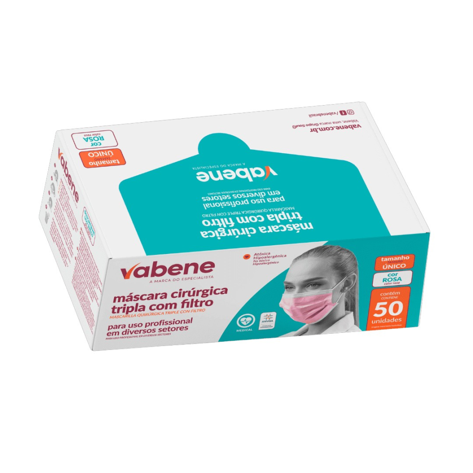 Mascara Cirurgica Tripla com Filtro TNT 50un Vabene - #2