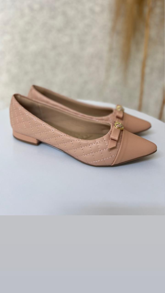 Sapatilha bico fino matelasse nude laço R$132,00 - #2