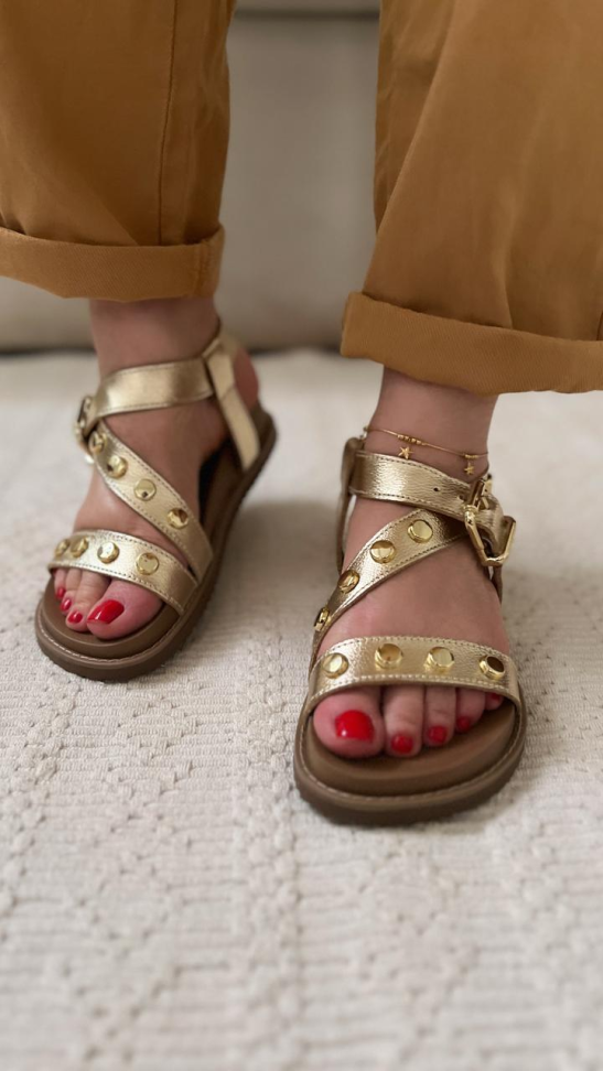 Papete ouro cruz pastilhas couro R$292,00 - #1