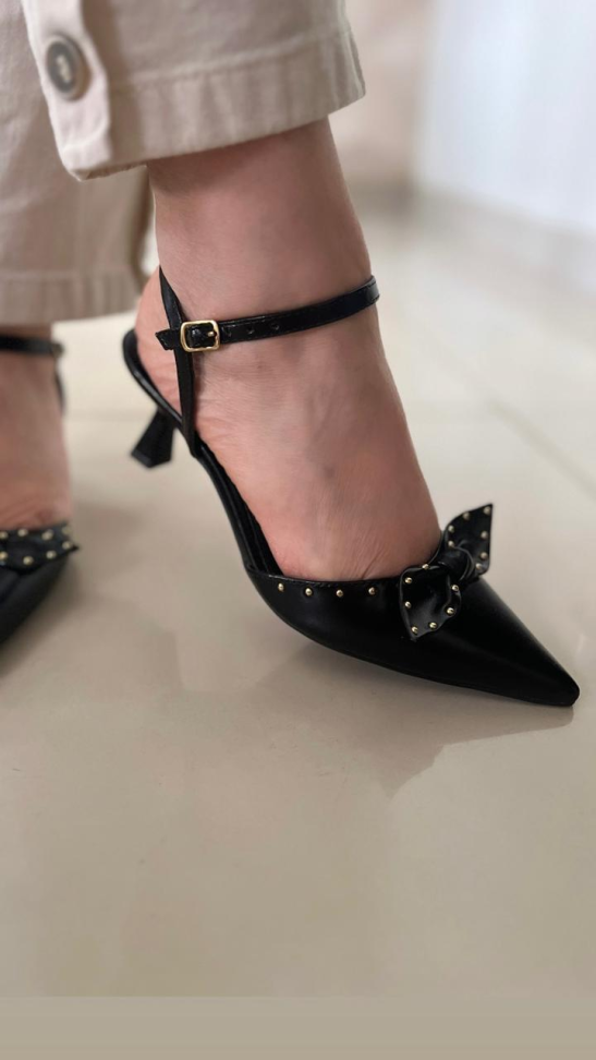 Chanel médio preto tachas laço R$276,00 - #3