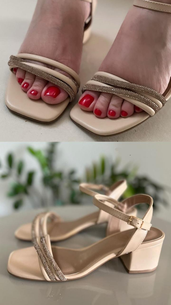 Sandália baixa areia brilho tiras R$164,00 - #1