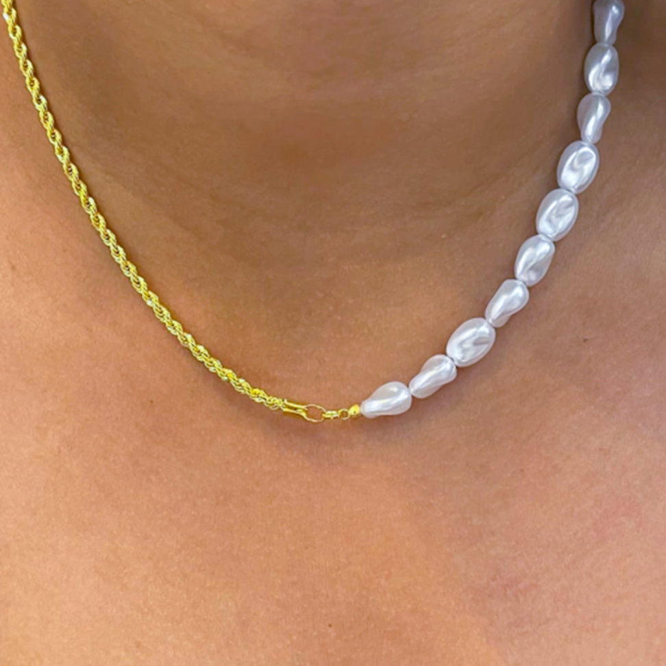 Chocker Pérolas e Cordão Baiano Banhada a Ouro 18K - #1