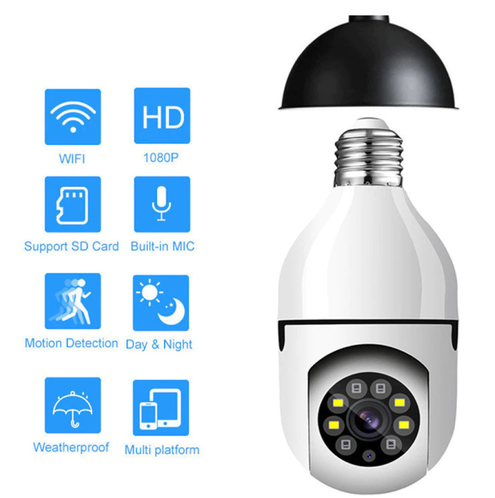 Câmera Wifi IP Sem Fio Giratória 360 Com Encaixe Lampada Bocal Rosca Yoosee Ptz Full HD Visão Noturna Segurança E27 - #2