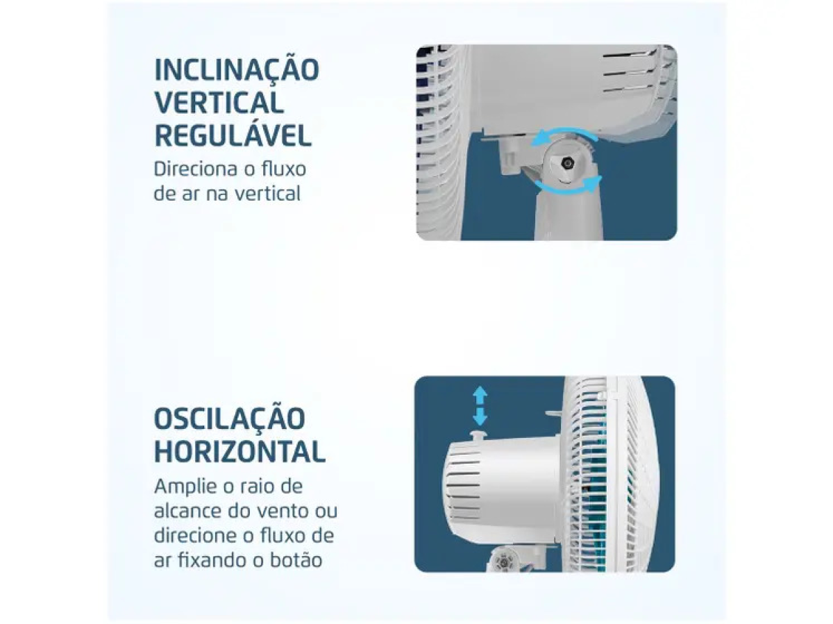 Ventilador de Mesa Ultra V-UT-30-01 30cm 6 Pás 3 Velocidades Branco e Azul - #1