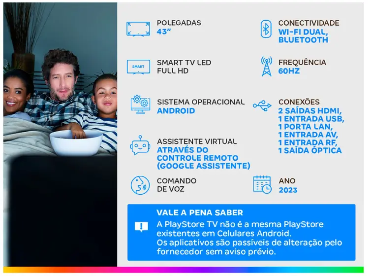 Smart TV 43” Full HD LED TCL 43S5400A Android - Wi-Fi Bluetooth Google Assistente 2 HDMI 1 USB - #3