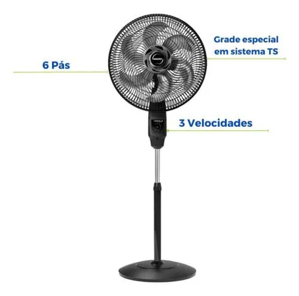 Ventilador De Coluna 40 cm com 6 Pás Turbo Controle Silencioso Potente Timer - Mallory - #3