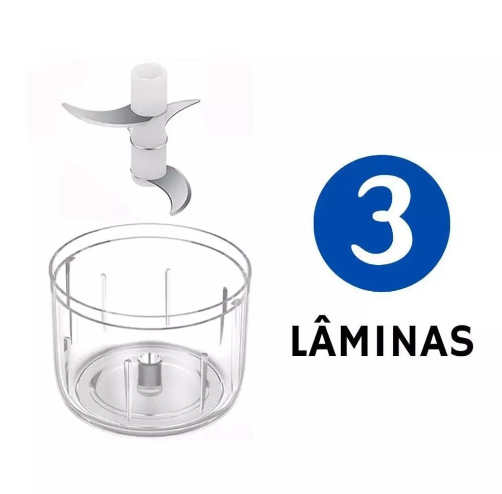 Mini Processador De Alimentos Recarregável USB Triturador Portátil com 3 Lâminas. - #2