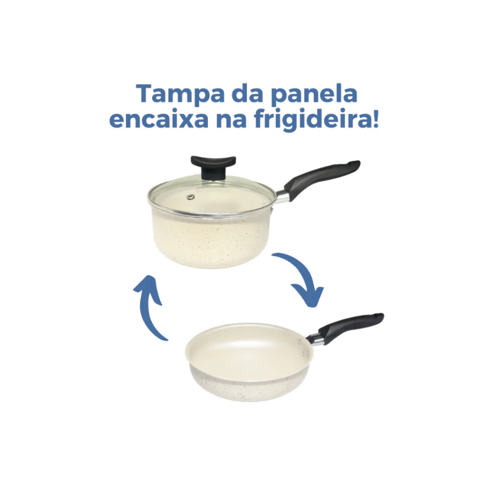 Conjunto Jogo de Panelas Teflon Atenas 10 Pçs Antiaderente Tampa de Vidro - #2