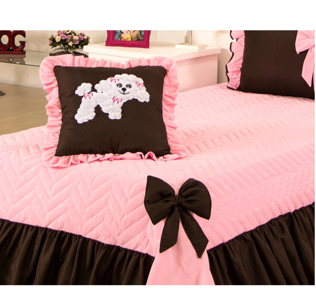 Kit Jogo Para Quarto De Menina Colcha Infantil Cobre Leito Solteiro Meg + Cortina 4 Peças - #3