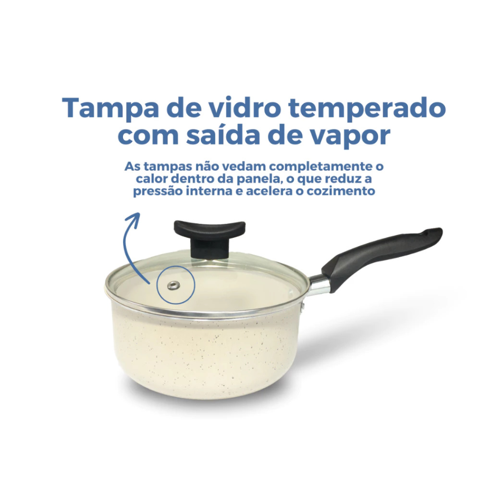 Conjunto Jogo de Panelas Teflon Atenas 10 Pçs Antiaderente Tampa de Vidro - #4