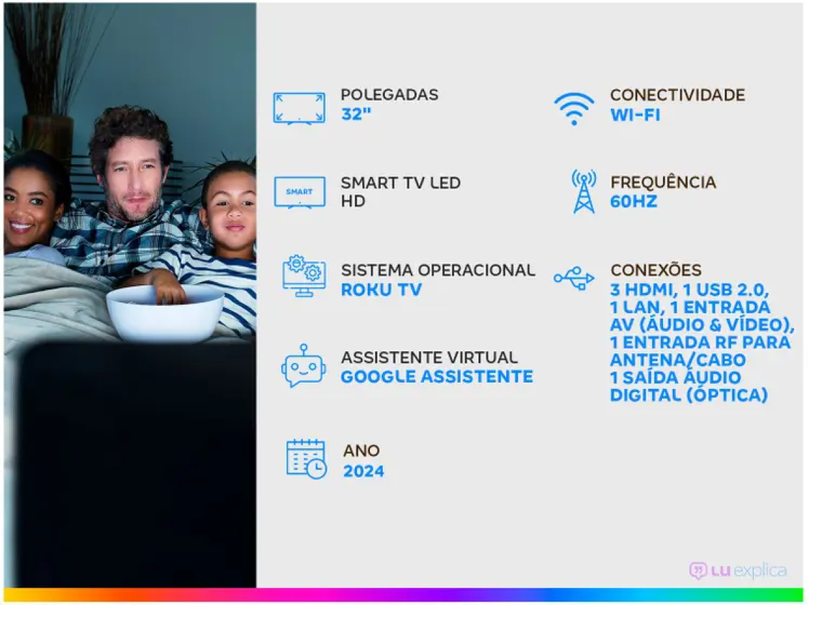 Smart TV 32" HD LED Semp 32R6610 Wi-Fi 3 HDMI 1 USB - #3