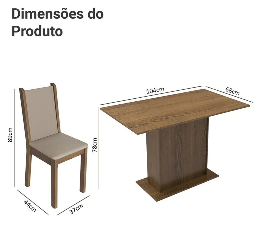 Conjunto Sala de Jantar Madesa Talita Mesa Tampo de Madeira com 4 Cadeiras - #3