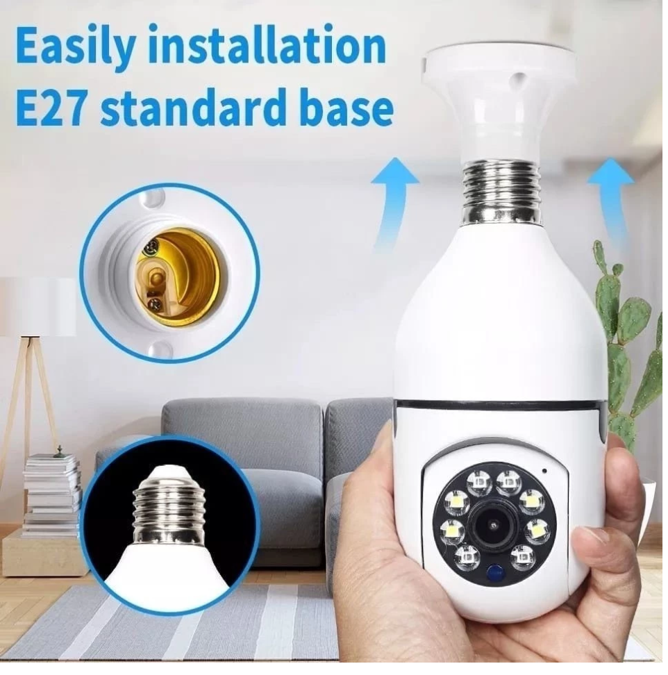 Câmera Wifi IP Sem Fio Giratória 360 Com Encaixe Lampada Bocal Rosca Yoosee Ptz Full HD Visão Noturna Segurança E27 - #3