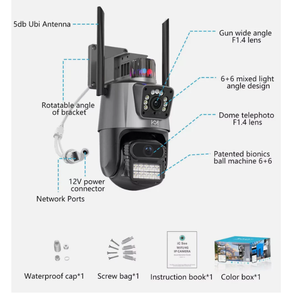 Câmera De Segurança Externa Lente Dupla 4k 6mp Sirene Policial - #1
