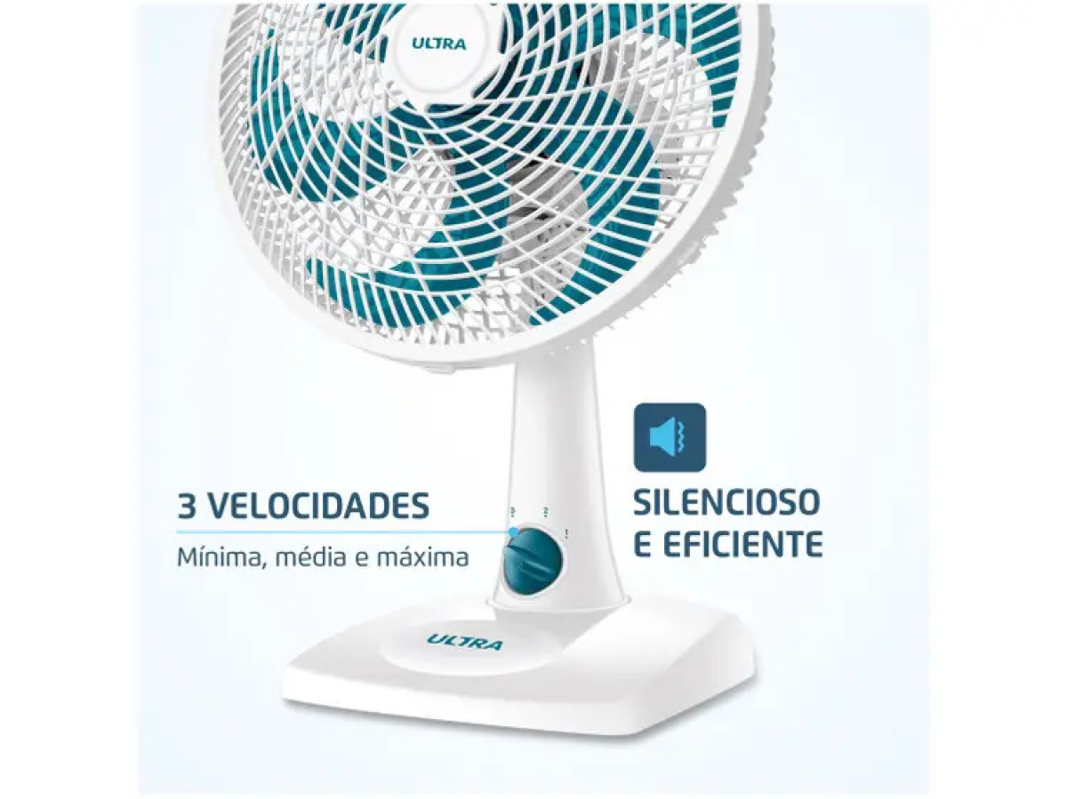 Ventilador de Mesa Ultra V-UT-30-01 30cm 6 Pás 3 Velocidades Branco e Azul - #1