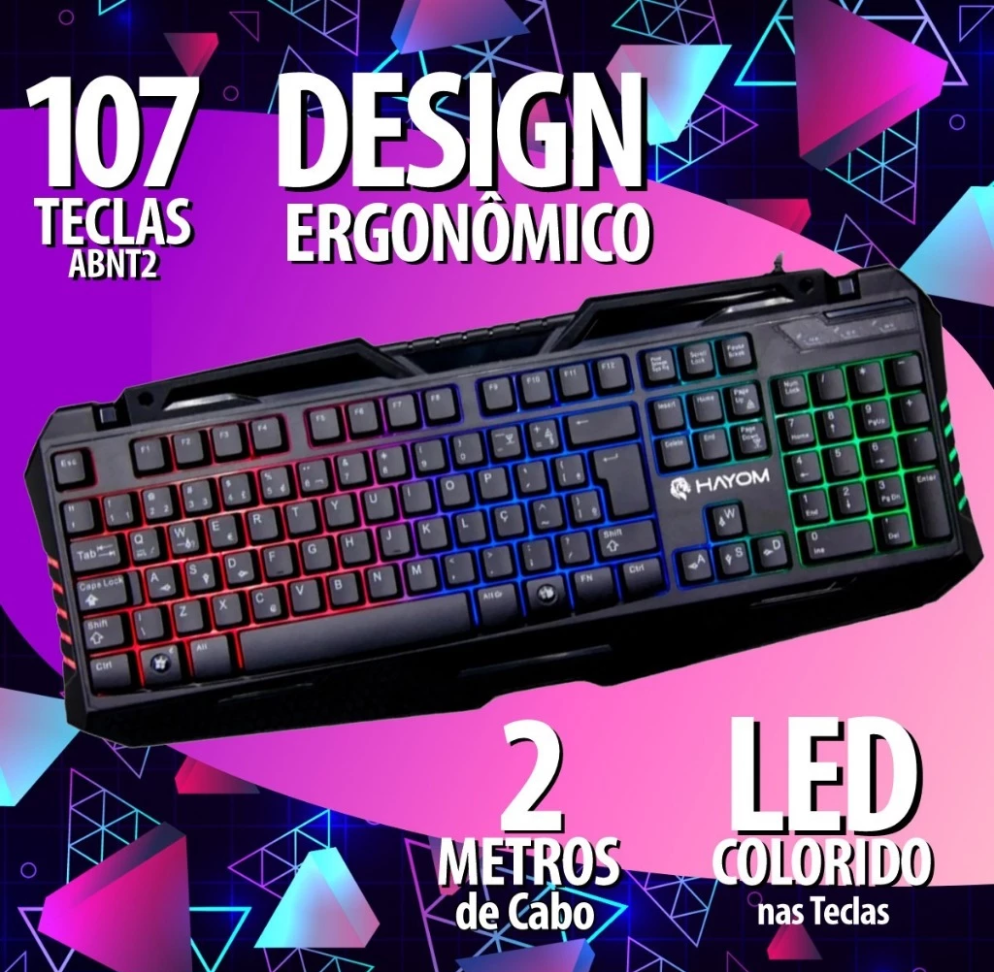 Teclado Gamer Hayom 107 Teclas Abnt2 Com Luz Led Rgb Tc3205 - #4