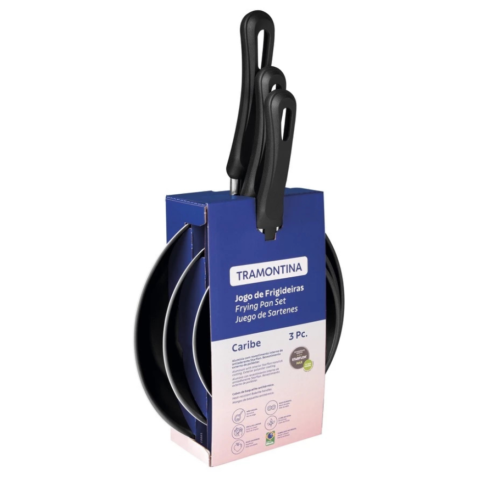 Jogo de Frigideiras Tramontina 3pçs Caribe Revestimento Antiaderente Starflon Max - #4