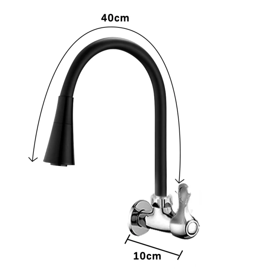 torneira cozinha parede preta flexível Duplo Jato Cone 1/4 de Volta - #2