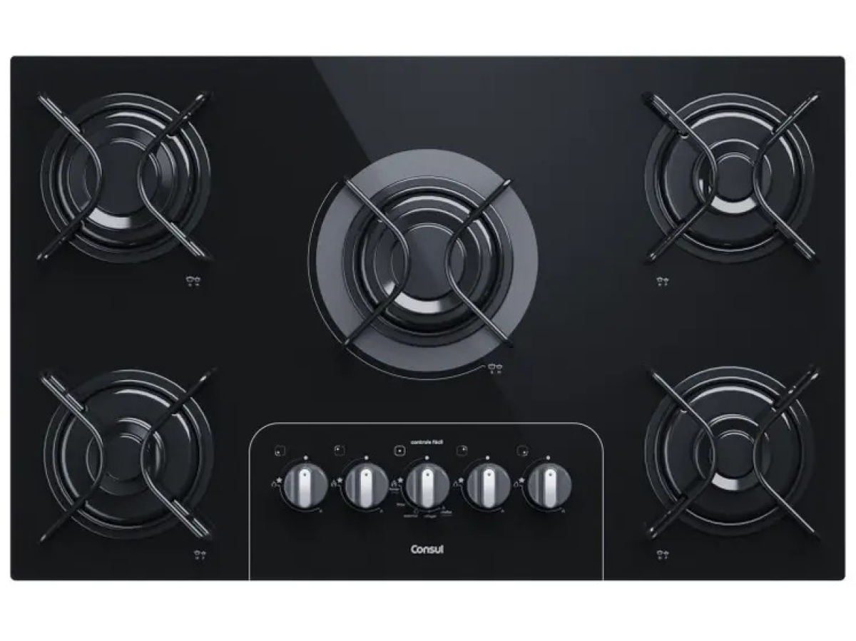 Cooktop 5 Bocas a Gás GLP Consul Vidro Temperado - Preto Acendimento Automático Facilite CD075AE - #3