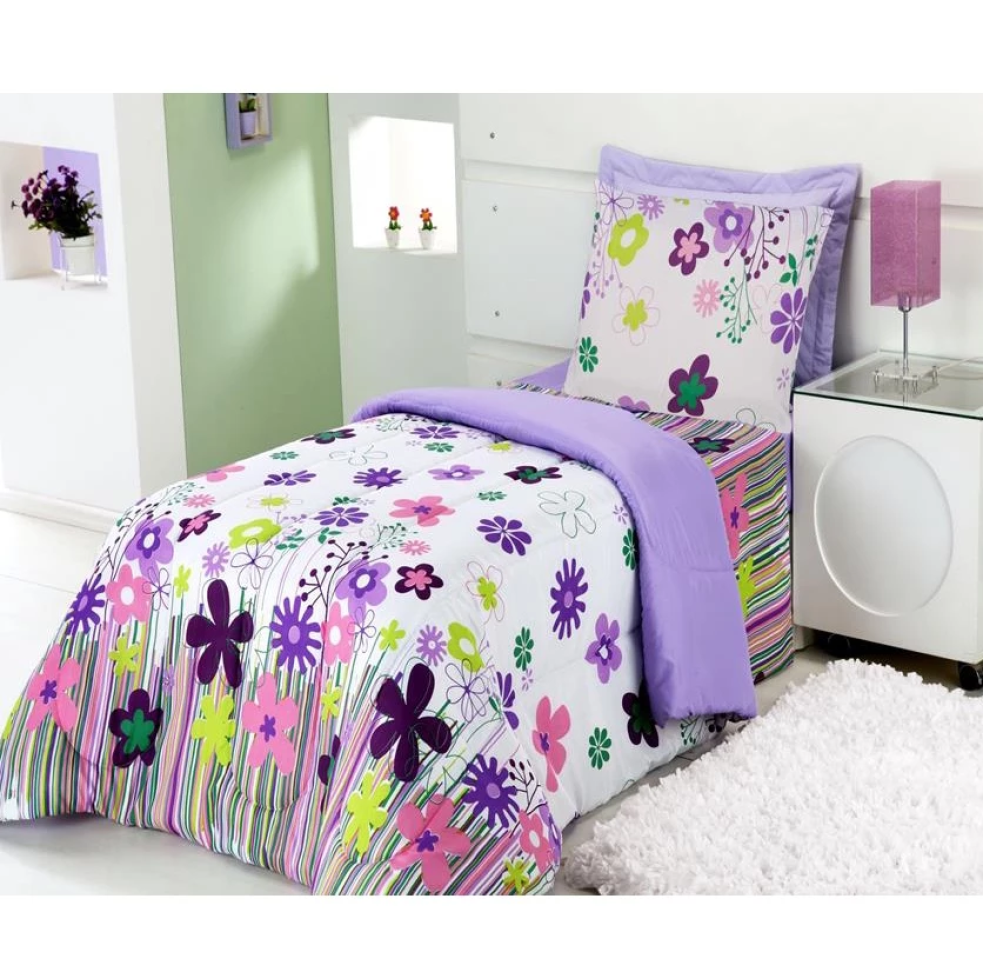 Roupa De Cama Edredom Solteiro Crianca Menina Menino Infantil Kids 01 Peca Estampado Dupla Face - #1