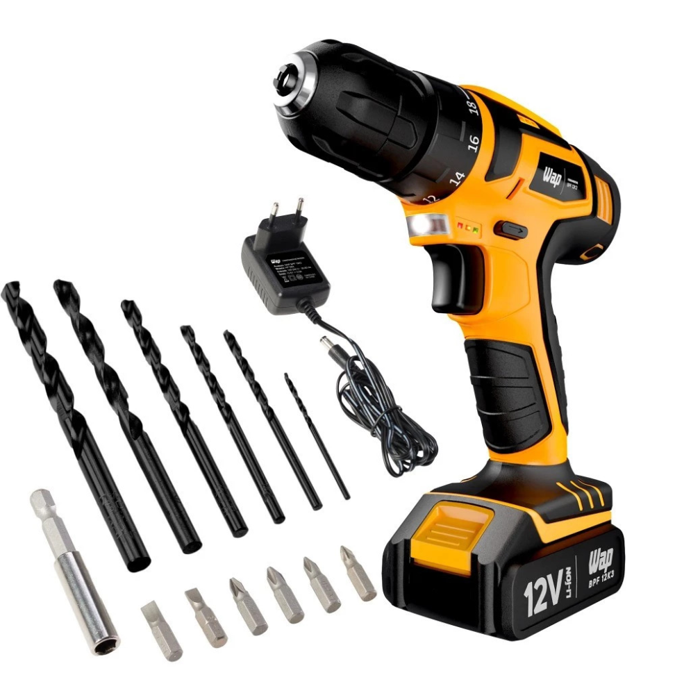 Furadeira Parafusadeira 3/8" a bateria 12V com kit de brocas e bits - BPF 12K3 - Wap - #3