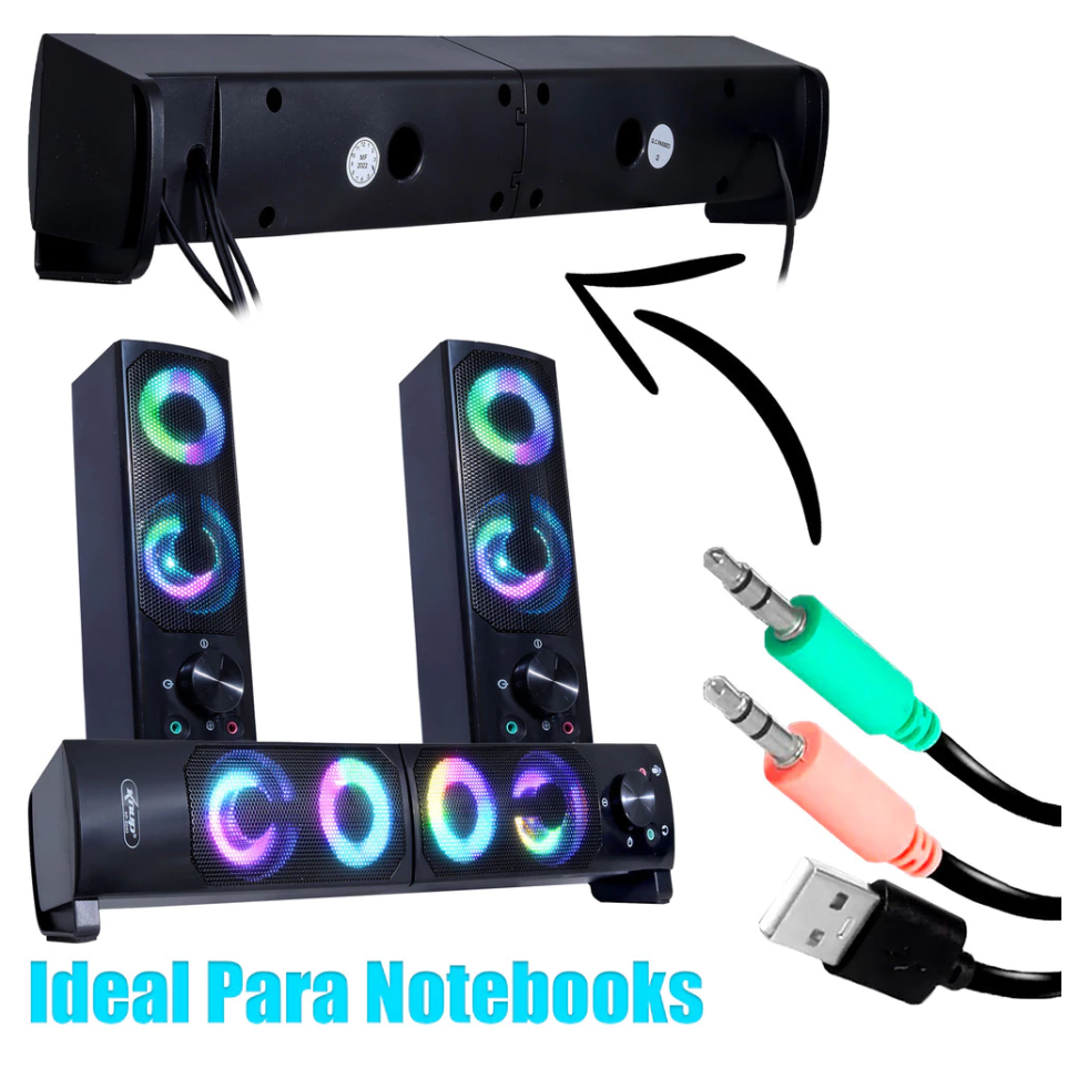 Caixa de Som SoundBar Pc Gamer Subwoofer P2 Led Rgb Pc Notebook Tablet - #3