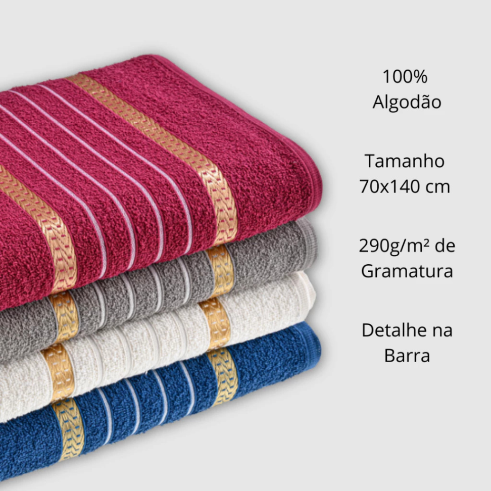 Kit 4 ou 2 Toalhas de Banho Premium Grande 70 x 135 cm 100% Algodão Alta Absorção Laune Haus - #3