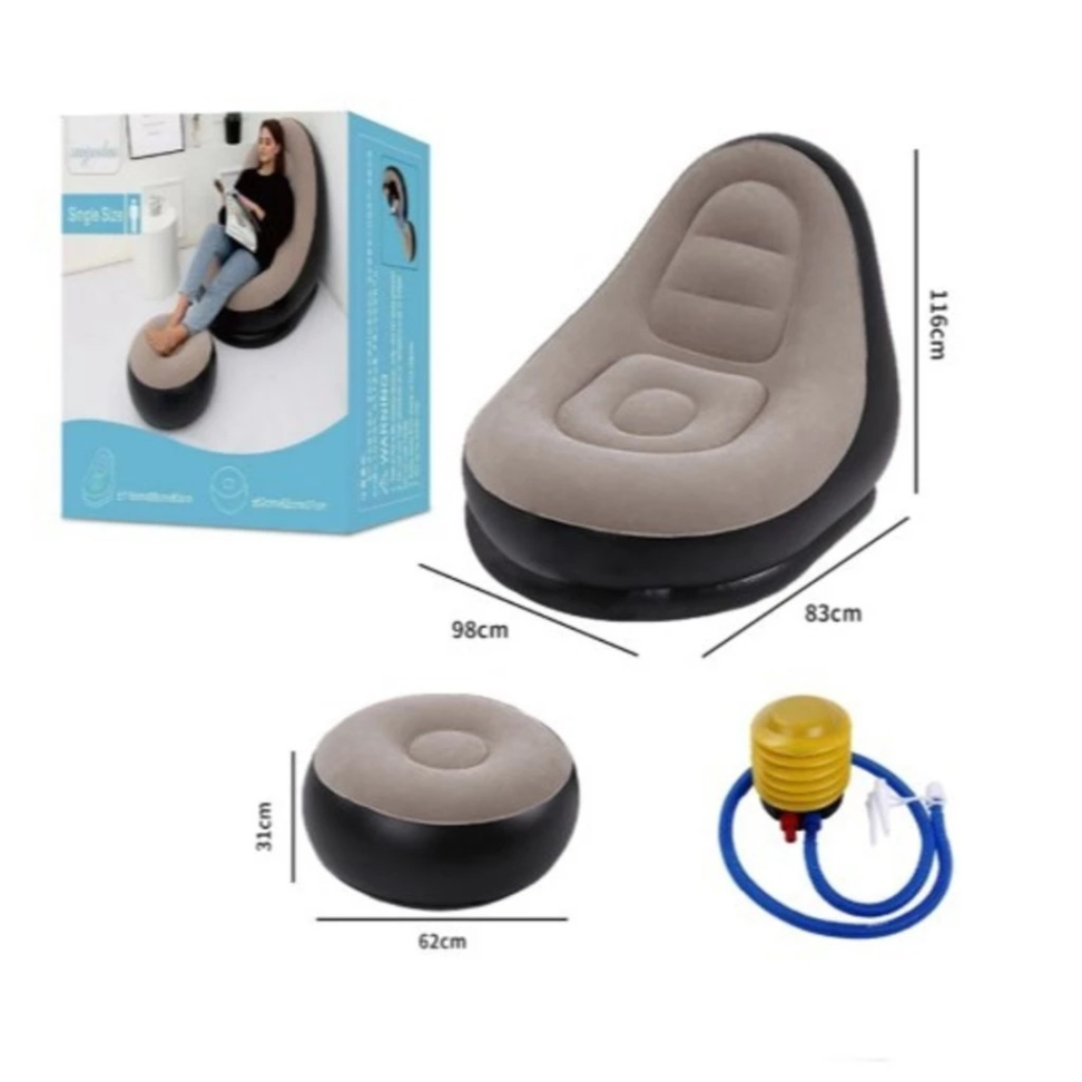 GUIANA Conjunto Poltrona e Puff Inflável Portátil Descanso Sofá Com Bomba - #2