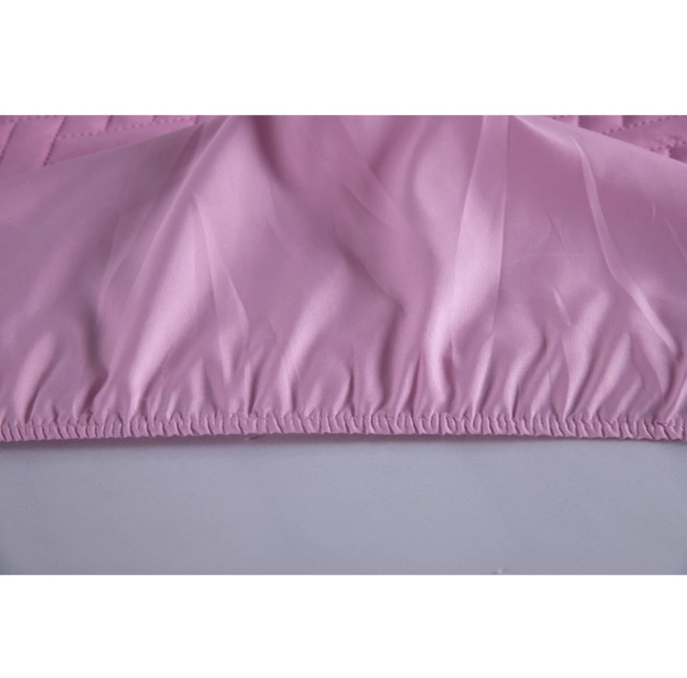 Colcha Cobre Leito Jogo Cama Edredom Solteiro 5 Pçs Matelado Com Elastico Stich Rosa Menina Barato - #4