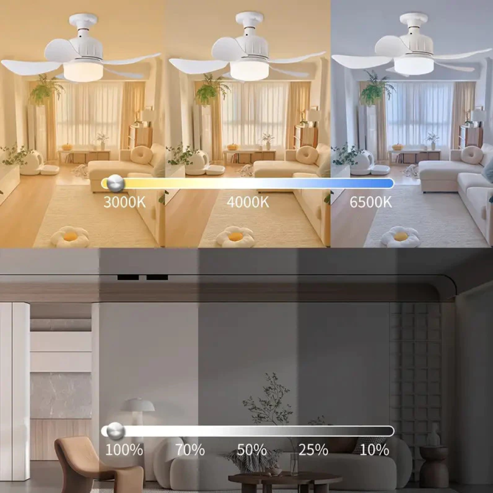 Ventilador de teto Com Luz para Pequenos Espaços (6 Hélices) Controle Remoto Bivolt LED 110V-220V - #1