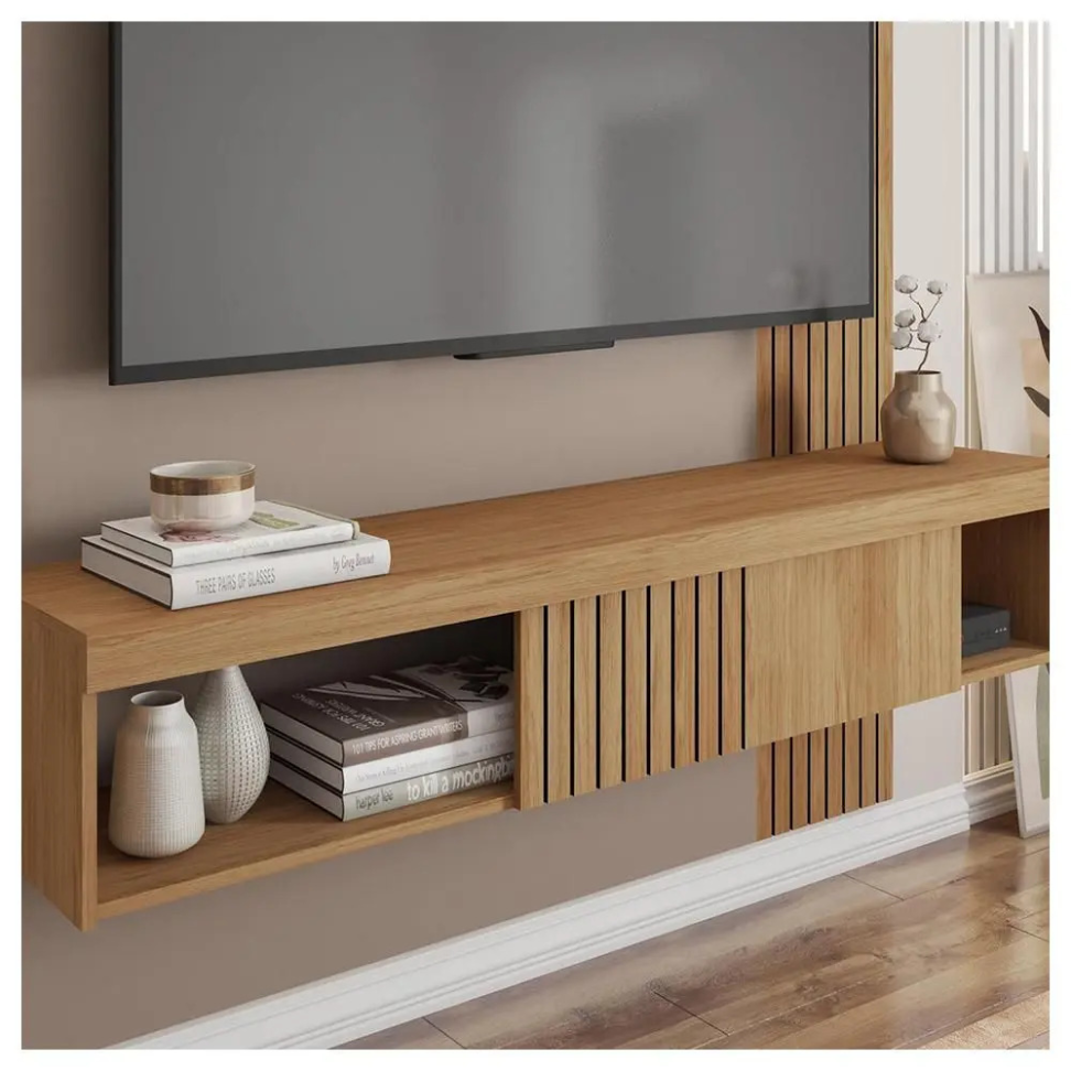 Painel Para Tv Até 55 Polegadas Moon Marrom Caemmun - #4