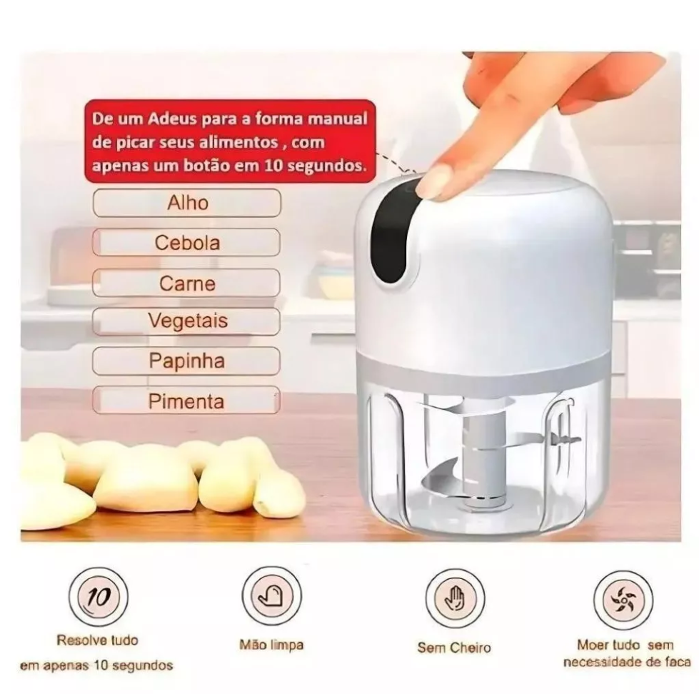 Mini Processador De Alimentos Recarregável USB Triturador Portátil com 3 Lâminas. - #5